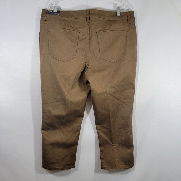 NWT Style‎ & Co Pants Wide Crop Brown Premium Stretch Summer Womens Sz 16 New - Picture 5 of 7